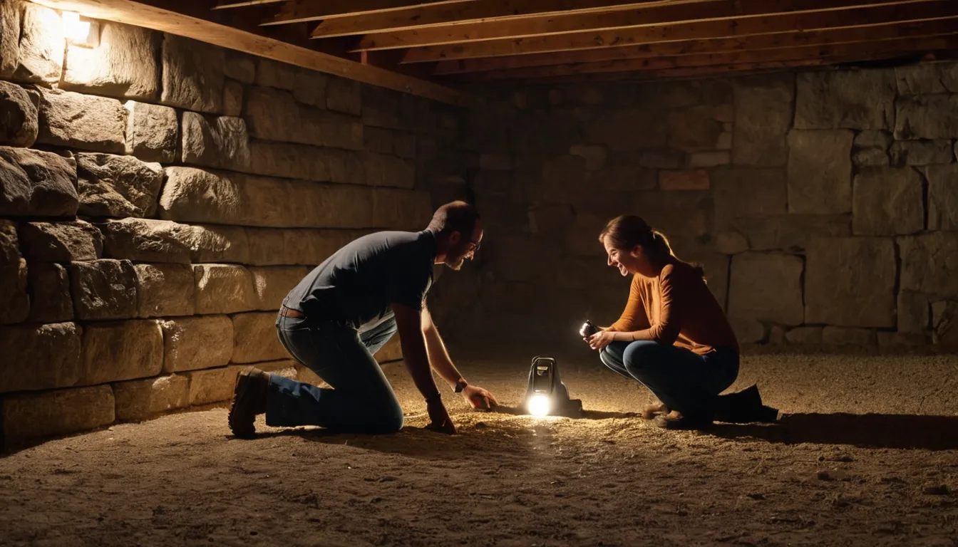 Provider checking a stone basement foundation for pest entry points in an older New York home